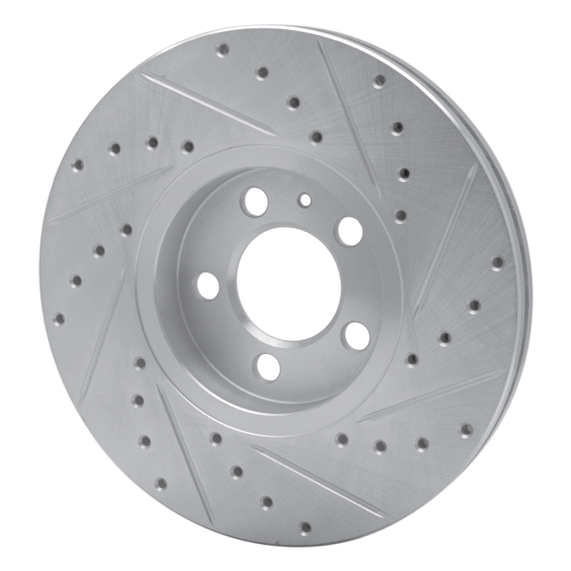 Audi A1 Brake Rotor (1) - Front Left - R1 Concepts - Drilled & Slotted - Silver - `98-`18